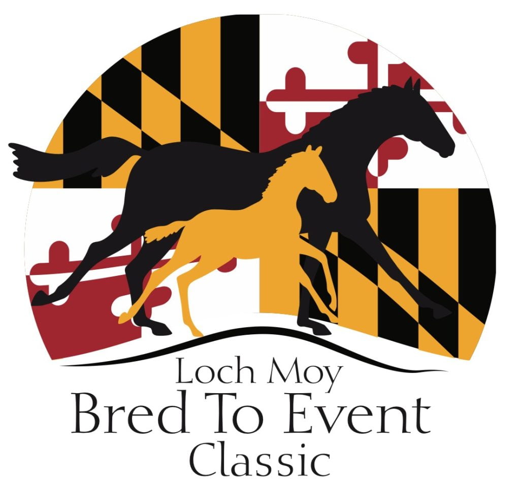 Bred to event logo - horses on maryland flag background