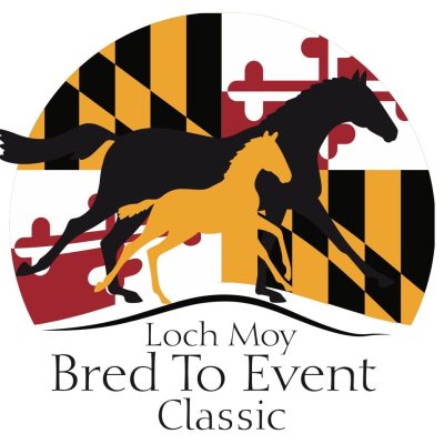 Bred to event logo - horses on maryland flag background